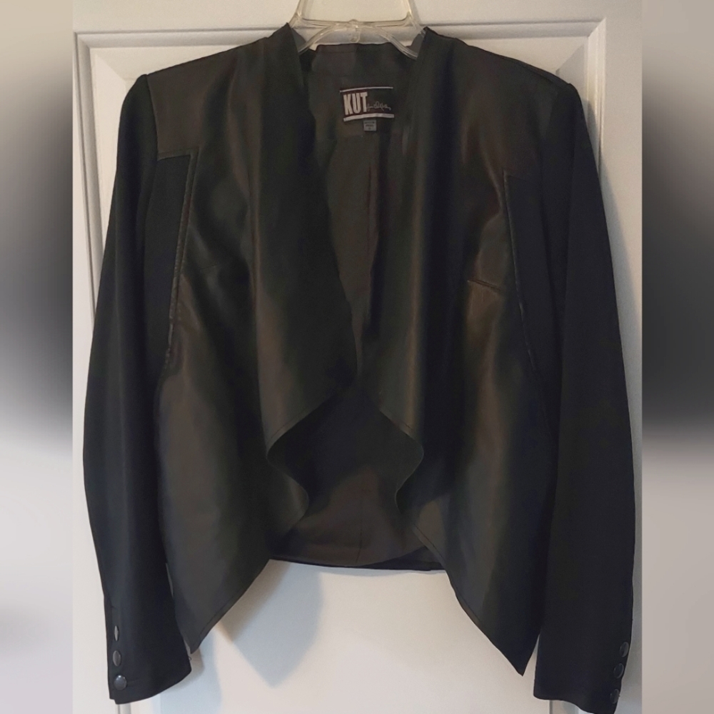 Kut from the Kloth Black Faux Leather/ Suede Jacket Size Small